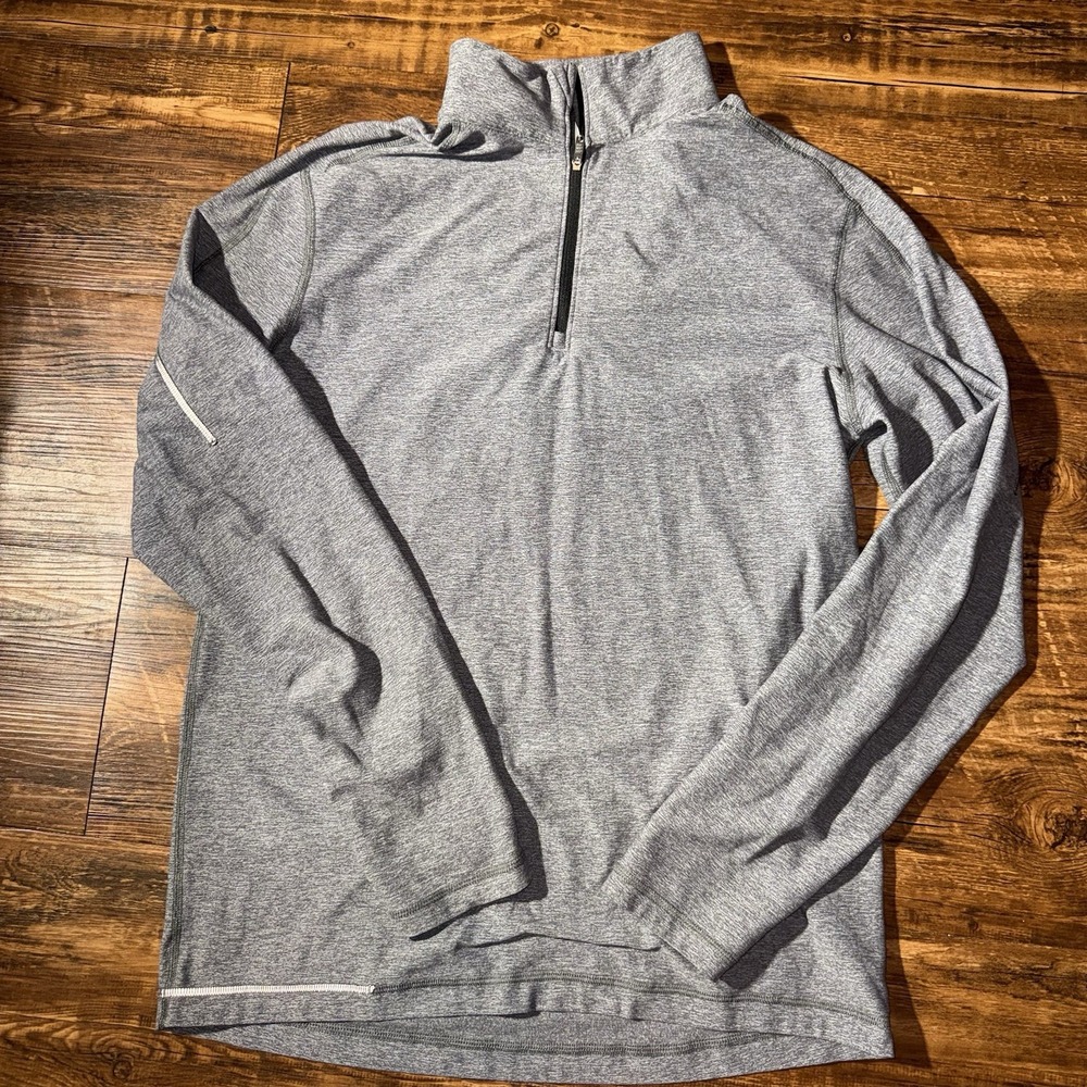 Lululemon Grey Men's 1/4 Zip Reflective Stitch Athletic Sweater Large